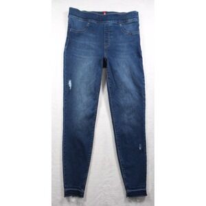 Spanx Jeans Womens Size Large Blue Denim Skinny Ankle Distressed Stretch
